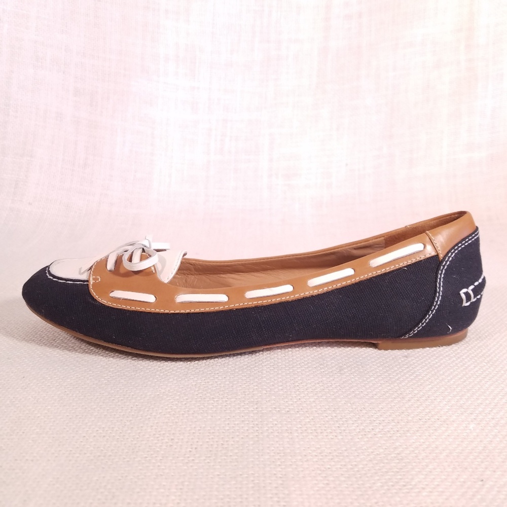 Cole Haan Navy Canvas Boat Shoe Ballet Flats - Picture 3 of 8